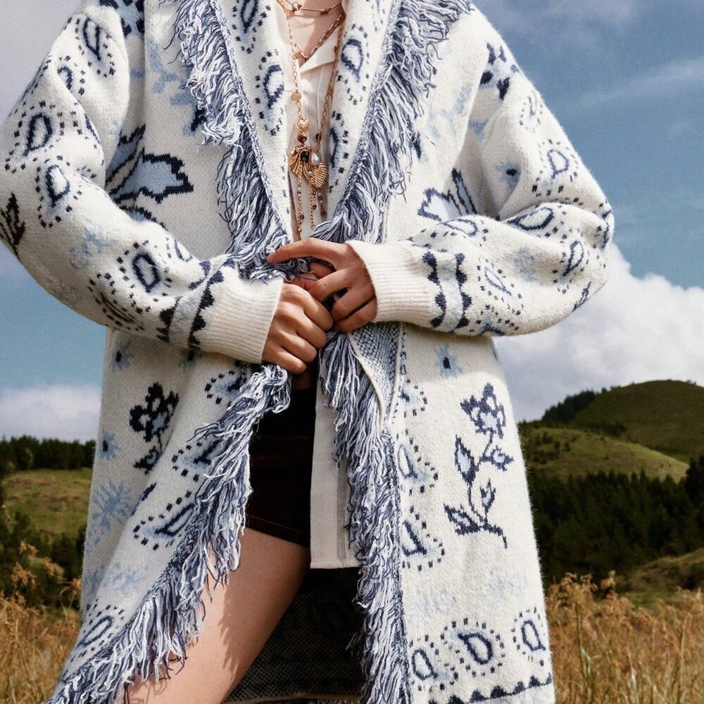 Multicolor Casual Women's Bohemian Cardigan - Picture 5 of 8